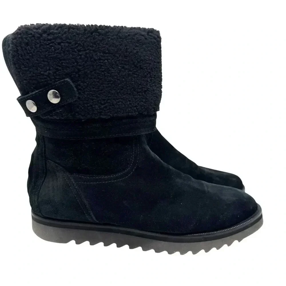Aquatalia womens boots Black Suede waterproof mid size 8.5